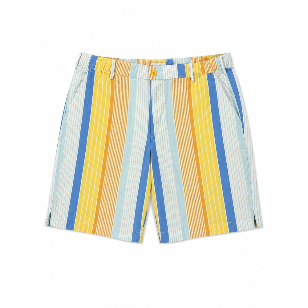 Free Assembly Mens L‎ Seersucker Awning Stripe Shorts Button Zip Cotton